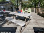Plenty of eating space with two great picnic tables - patial shade in the heat of the day and fully shaded in the evening.